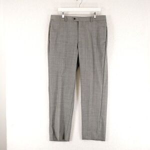 Egara Gray‎ Wool Sharkskin Flat Front Mid Rise Dress Pants 37/30 Lined Partially